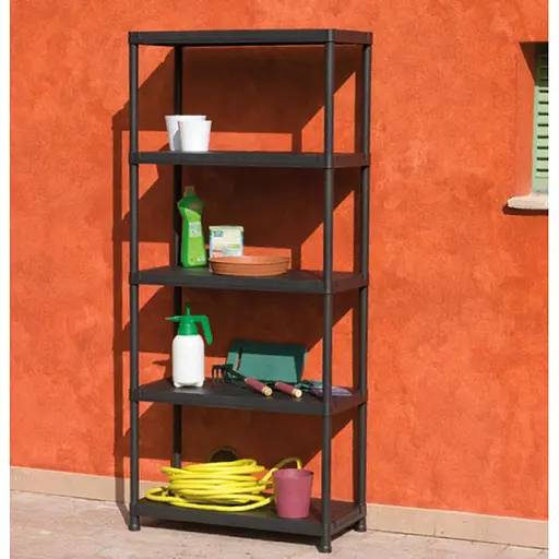 Стелаж Plastmeccanica 5 полиць універсальний 80х40х180 см чорний  (00-00005141) - фото 5