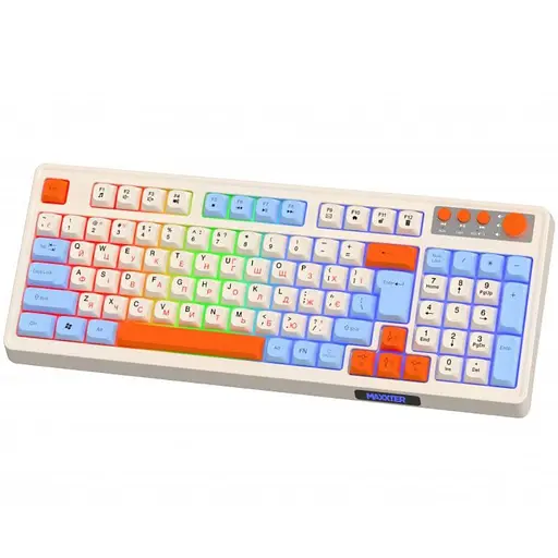 Клавіатура ігрова Maxxter KBGW3C01 2.4G Wireless бездротова White-Blue