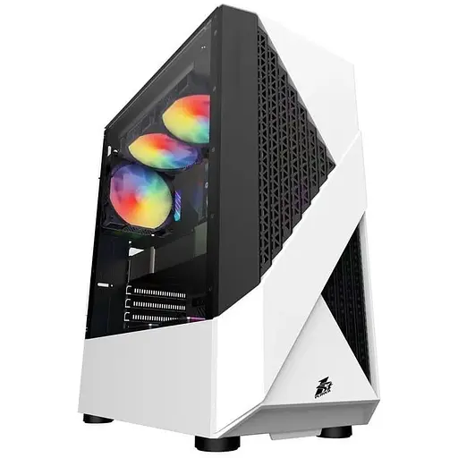 Корпус 1stPlayer F3-A-WH-4F1, чорний/білий, без БЖ, Midi Tower, ATX / Micro ATX / Mini ITX, 1xUSB 3.0 / 2xUSB 2.0, макс. CPU - 160 - фото 1