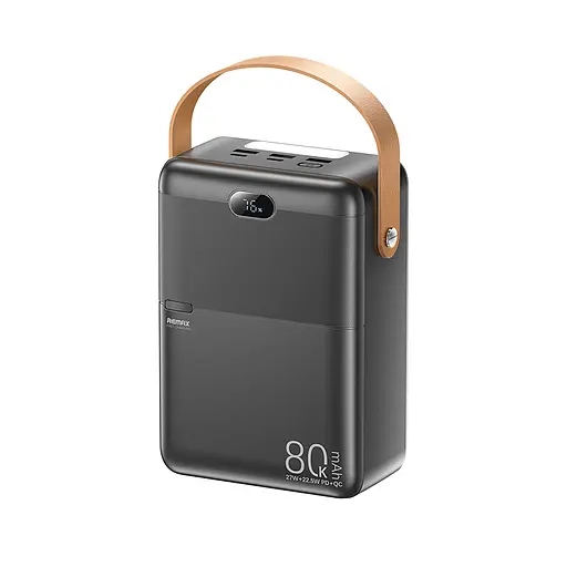 Павербанк Remax RPP-118 Piloteer Series / 80000 мАг / до 27 Вт / USB-C + USB-A / PD+QC / Чорний - фото 1