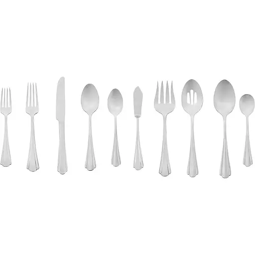 Набір столових приладів із нержавіючої сталі, 65 предметів, із зубчастим краєм
