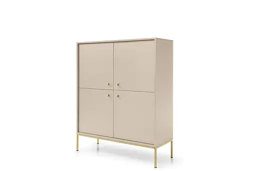 Комод высокий Perfect Home Моно/Mono 4-дверный с золотыми ножками MK104 Беж песочный (PFH-091203) - фото 4