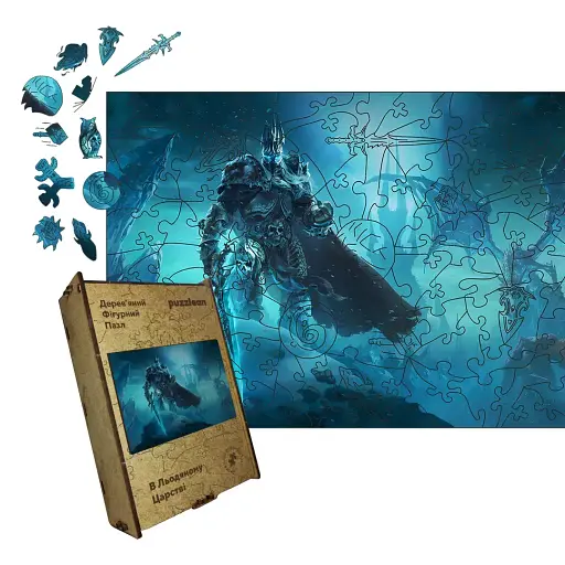 Деревянный фигурный пазл Ледяной Король, А5, Деревянная коробка 35 элементов