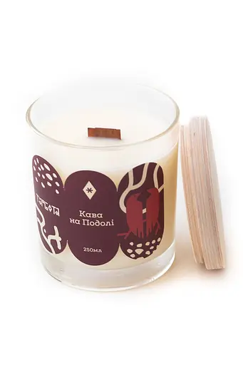 Свічка Кава на Подолі 250 мл, 30 год Стандартні (250мл) Соєвий віск - фото 2