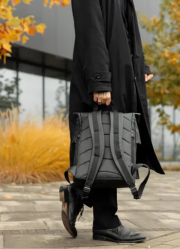 Мужской рюкзак ролл Sambag RollTop KZN черный 41 х 27 х 18 см (24300001m) - фото 3