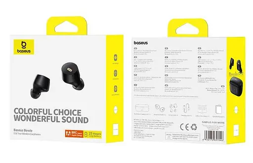 Бездротові навушники Baseus Bowie E18 True Wireless Earphones, IPX4, ENC, BT5.3, 40 mAh, 300 mAh, 7.5 h, Black A00023800123-00 - фото 6