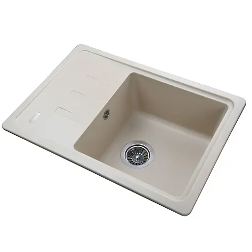 Кухонная мойка гранитная Globus Lux Mono слоновая кость 620х435мм, Бежевый - фото 2