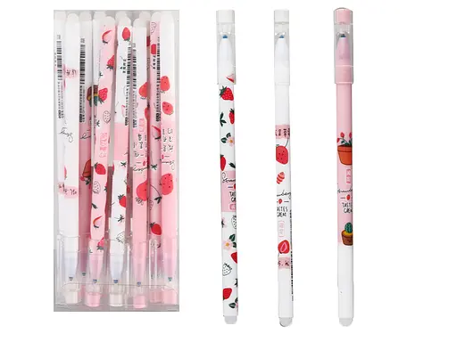 Ручка детская гелевая пиши-стирай Клубника, синяя, 12 шт. (в ассортименте)