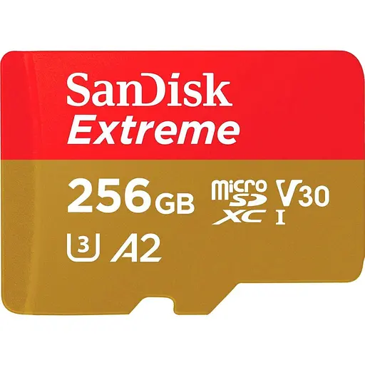 Карта памяти SanDisk microSDXC 256GB UHS-I Extreme U3 A2 V30 + SD Adapter (SDSQXAV-256G-GN6MA) (100884) - фото 2