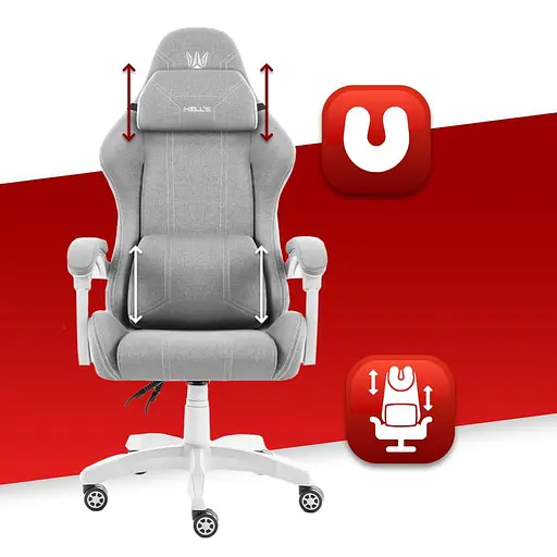 Компьютерное кресло Hell’s HC-1014 Grey-White ткань - фото 8