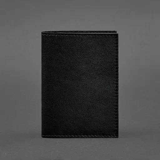 Кожаная обложка для паспорта и военного билета 1.2 черная Краст - фото 6