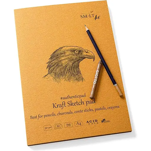 Блокнот-склейка для ескізів SM-LT Art Authentic (Kraft) А4 90г/м2 60л коричневий колір - фото 2