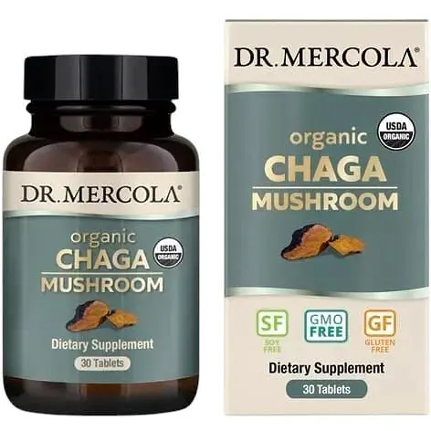 Натуральна добавка Dr. Mercola Organic Chaga Mushroom, 30 таблеток