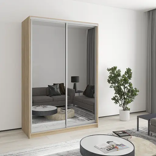 Шафа-купе дводверна MebelStar Стандарт AL 2 Дзеркала 140x60x210 см Дуб сонома (MBS-2535)