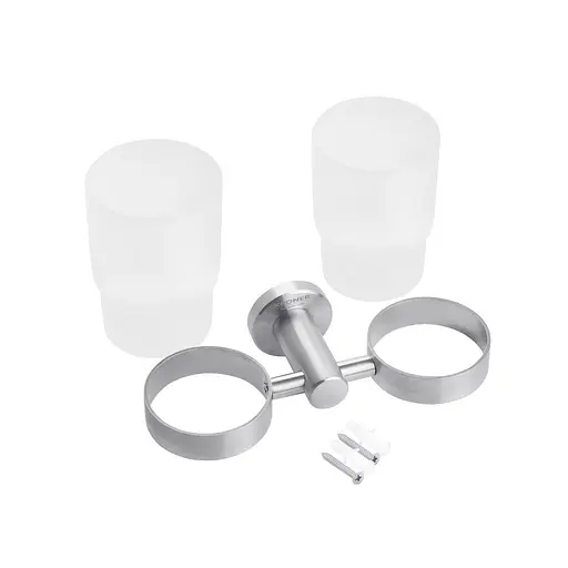 Склянка подвійна для ванної кімнати Kroner KRP Edelstahl Klassisch - ESG3708 CV025663 хром матовий - фото 3