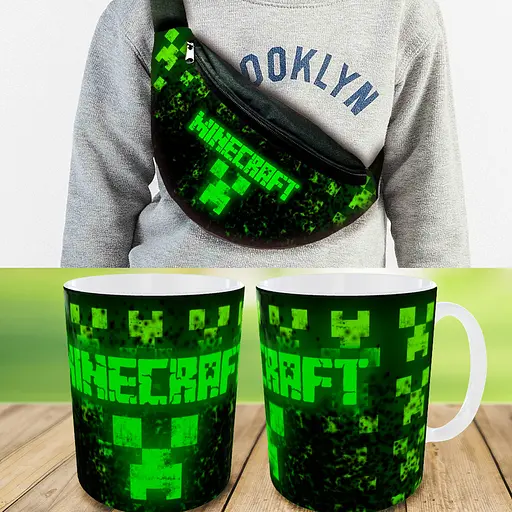 Набір: Сумка-бананка+ Кружка майнкрафт "Minecraft" дитяча з принтом (00125)