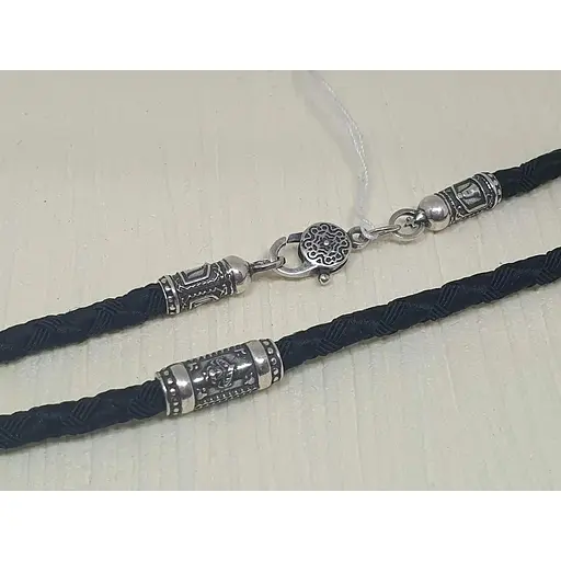 Ювелірний шнурок Меридіан 925 з текстилю з срібними вставками. 846/4СК 60 - фото 3