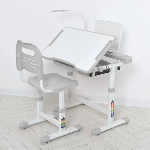 Парта M 5068-11 підставка для книги, лампа, сірий - фото 2