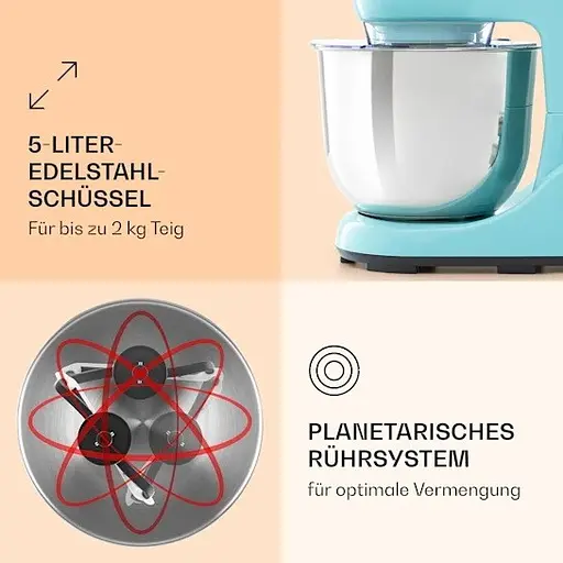 Кухонный комбайн тестомисс Klarstein Bella Pico 2G 1200 Вт (10033805) - фото 2