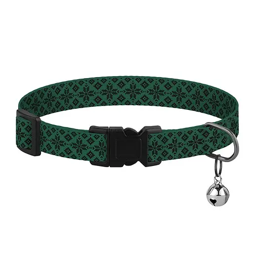 Нашийник для котів Барксі Urban патріотичний Вишиванка зелена - фото 3