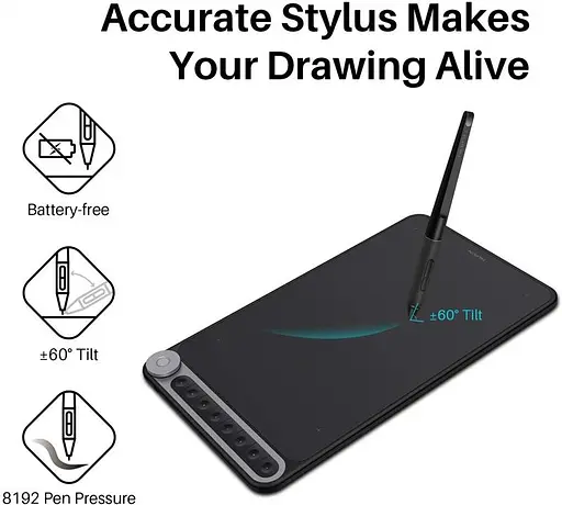 Графічний планшет Huion Inspiroy Dial Q620M + рукавичка - фото 6