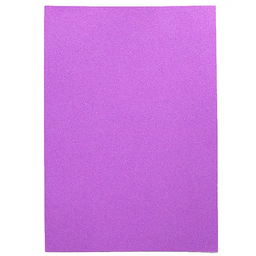 Фоаміран EVA Fluorescent Glitter HQ, 1.7 мм, Фіолетовий, з клеєм, А4, 10 аркушів в упаковці