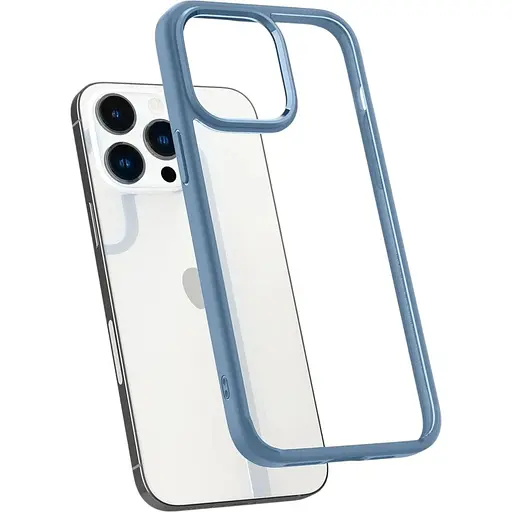 Оригинальный противоударный чехол Spigen Ultra Hybrid для iPhone 14 Pro Max Sierra Blue ACS04820 прозрачный