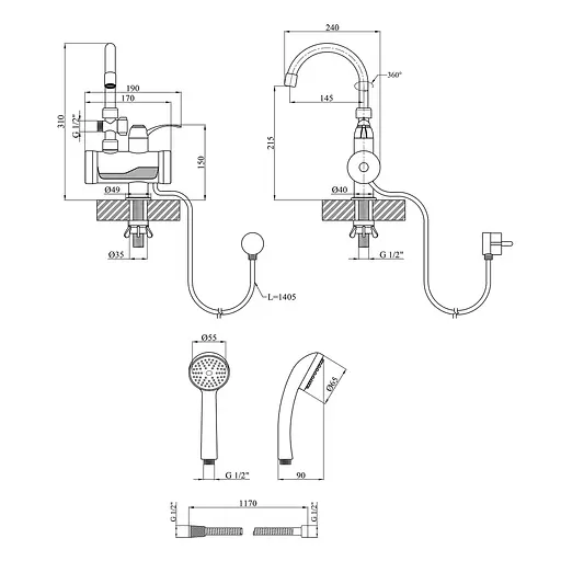Проточный водонагреватель Kroner KRM Volt – CW191MDS с дисплеем CV023248 - фото 2