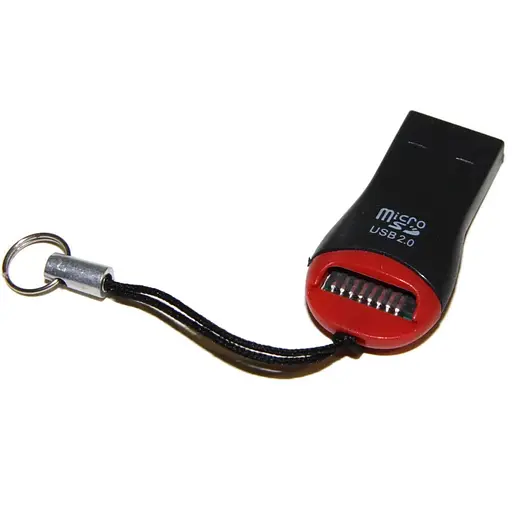 Картридер внешний Usb 2.0 формат MicroSD пластик Black/Red Техпакет