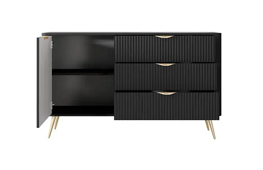 Комод Perfect Home Ланте / Lante 1-дверний з 3 шухлядами і золотими ніжками 1D3S/138 Чорний (PFH-091192) - фото 6