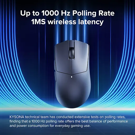 Игровая беспроводная мышка KYSONA M511 / Сенсор PAW3395 / 26000 DPI / Black - фото 5