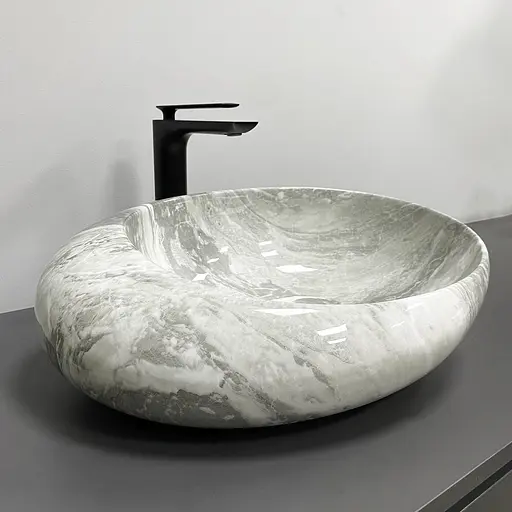 Умивальник VBI Riccia light stone glossy накладний VBI-017202, Мармур - фото 5