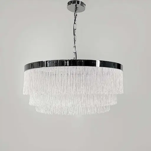 Підвісна 3-х ярусна люстра в хромованому корпусі у 3-х розмірах | Арт. MJ 195 Silver+WT | Line F - фото 7