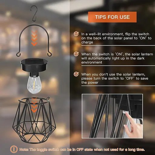 Солнечные фонари Ketom для подвешивания/стояния на открытом воздухе, упаковка из 2 ретро-светодиодных солнечных фонарей, IP65 - фото 4