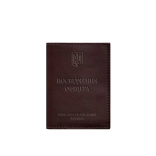 Кожаная обложка для удостоверения офицера 9.0 бордовая - фото 7