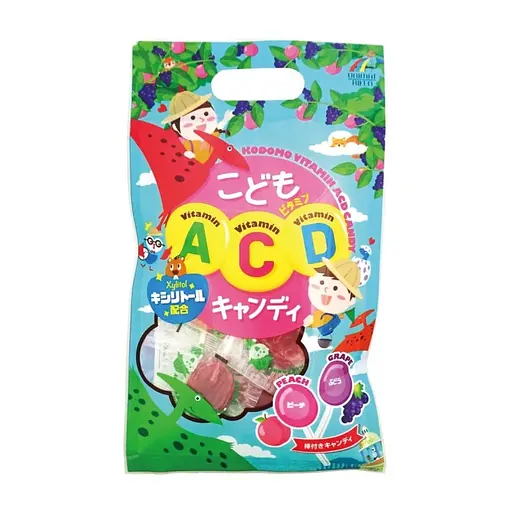 Льодяники Unimat Riken з комплексом вітамінів А, С, D для дітей, зі смаками персика та винограду 8 шт.