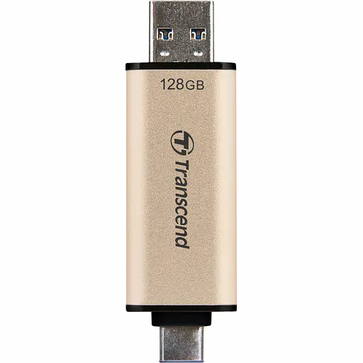 Флеш-накопичувач Transcend USB флеш накопичувач 128GB JetFlash 930 Gold-Black USB 3.2/Type-C (TS128GJF930C) - фото 5