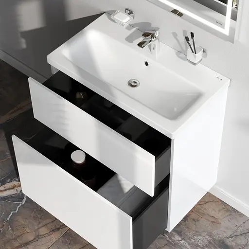 Тумба з умивальником AM.PM Gem підлогова 75 см білий MGA-FSX07522WG-WCC0752WG Білий - фото 4