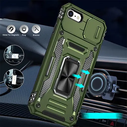 Чохол ударостійкий Epik Camshield Army Ring для Apple iPhone 7/8/SE (2020) (4.7) Оливковий/Army Green - фото 5