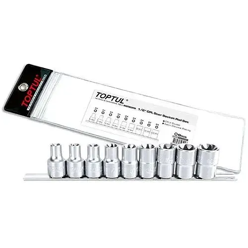 Комплект головок на планці 1/2 E10-E24 9 од. Toptul hoz0007596 - фото 1