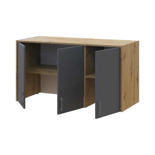 Антресоль висока Doros Ронді Дуб Артізан/Графіт 3 ДСП 121х52х65 (41516182) - фото 2