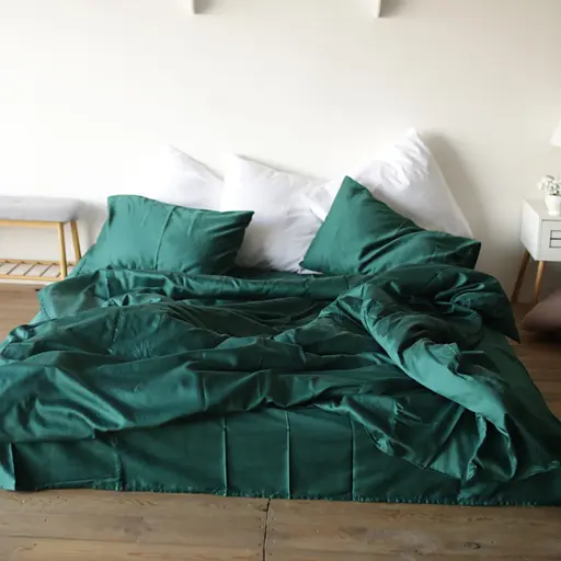 Комплект постельного белья Emerald сатин 100% хлопок темно-зеленый изумруд  - фото 1