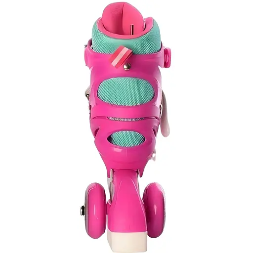 Ролики Profi A4122-XS-P поліуретанові розмір 27-30 шнурівка + бакля алюміній рожеві - фото 3