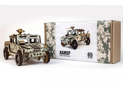 Деревянный 3D конструктор Хамер, Puzzleok (65-00743), 65 дет.