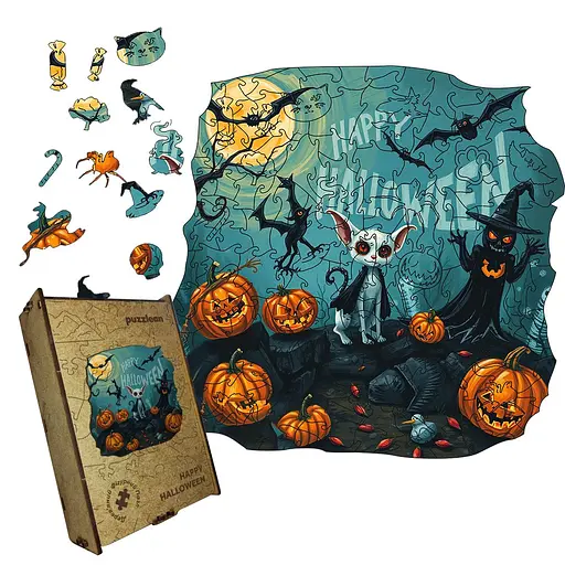 Пазл деревяний Happy Halloween, А4, Картонна коробка 100 елементів