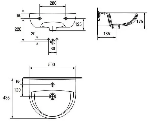 Умивальник меблевий Cersanit President 50 см з отвором Білий K08-098 30412 - фото 3