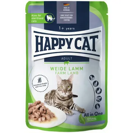 Влажный корм Happy Cat Beutel Culinary Weiden Lamm кусочки в соусе для кошек с ягненком 85 г