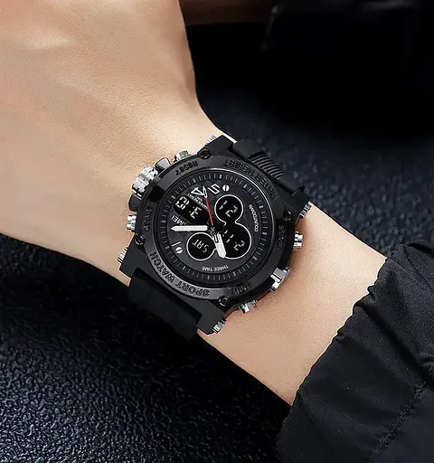 Часы мужские наручные спортивные Skmei 2065 (Черный с черным) - фото 7