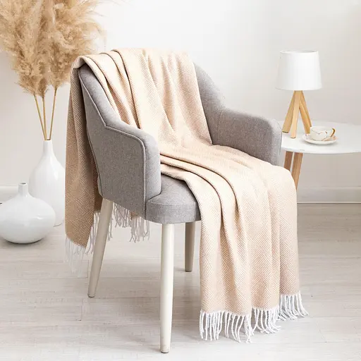 Плед хлопковый Vladi Валенсия Паркет 170х200 бело-бежевый - фото 1