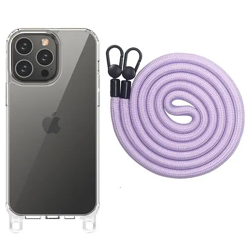 Чохол Epik TPU Transparent with Straps для Apple iPhone 12 Pro/12, 6.1 Light Purple - фото 1